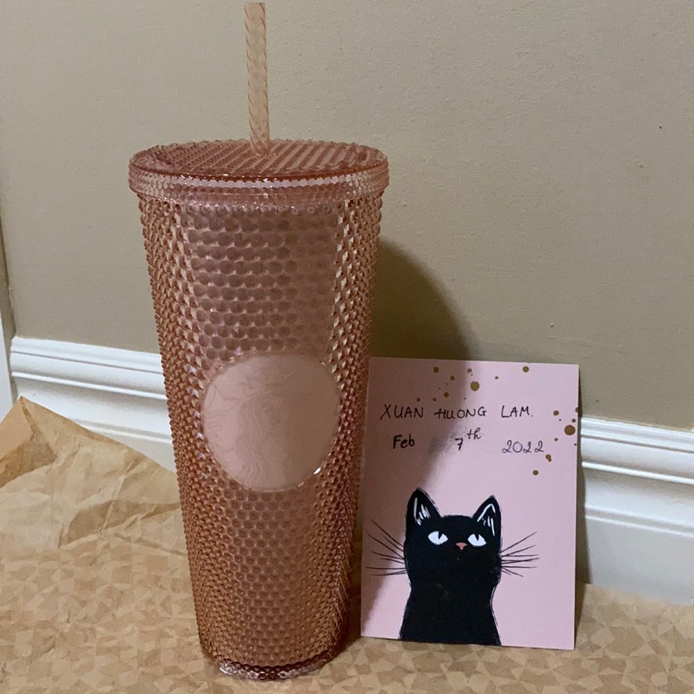 Pale Gold Rose Starbucks Studded - Venti Size